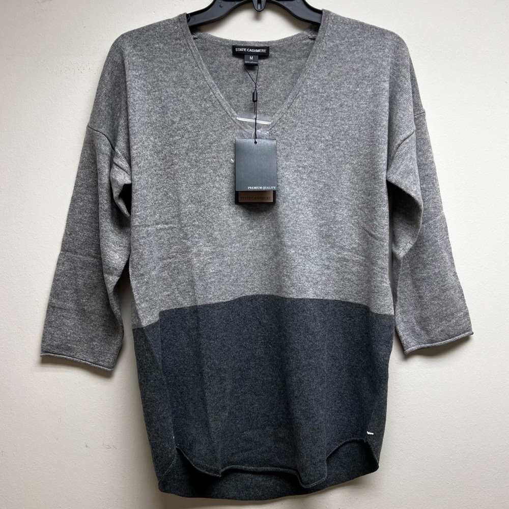 State Cashmere Grey Colorblock Sweater - Women’s Size M - New